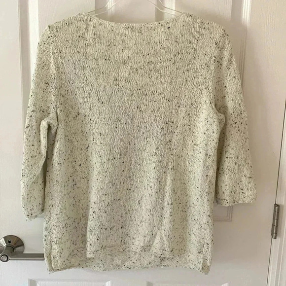 J Jill knit ivory sweater with black and gray flecks - Picture 2 of 8